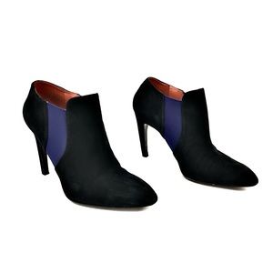 Via Spiga Black Suede & Purple Elastic Booties
